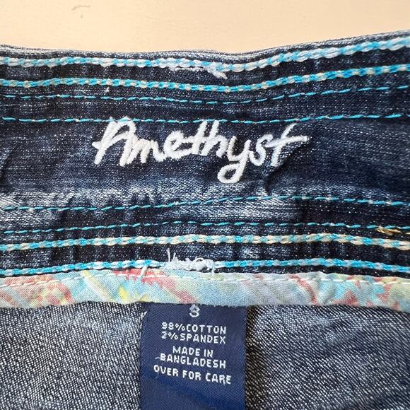 Vintage Y2K Embroidered Low Rise Denim Shorts size 3 Detailed Stitching - Picture 5 of 7